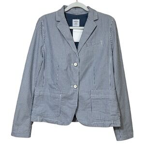 Gap Academy Blazer Blue White Striped Cotton Seersucker Style Jacket 929149-00-1